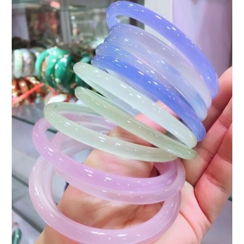 Natural Purple Ice Flower Furong Jade Bracelet Pink Bracelet Agate bangle