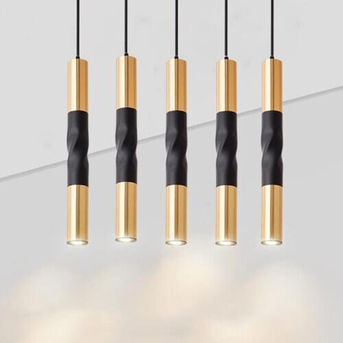 Nordic LED Pendant Light Modern Long Spiral Tube Pendant Lamp Living Room Kitchen Island Shop Cafe Cylinder Pipe Hanging Lights