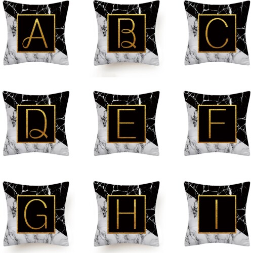 New Creative Marble Texture Gold Alphabet Cushion Covers Modern Nordic Simple Pillow Case Decorative Sofa Bed Seat Throw Pillows