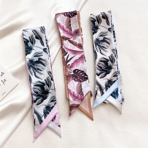 New Refreshing Literary small silk scarf female hair band slender long strip streamer tied bag belt decorative scarf gift