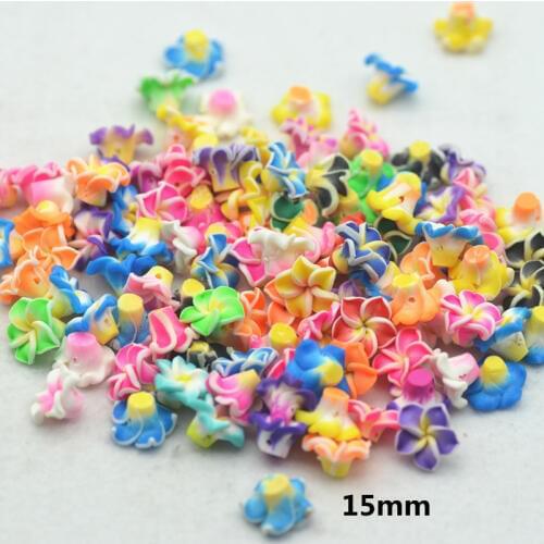 Mixed Color 15mm Polymer Clay Flowers 50pcs/Pack Free Shipping