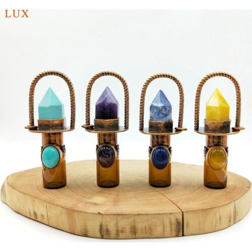Rose Quartzs amethysts Rollerball pendant Essential Oil charm crystal Oil perfume bottle Gems stone Rollerball vial