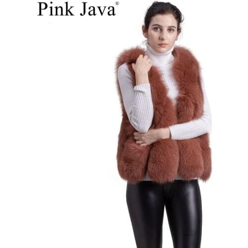 PINK JAVA QC1810 FREE SHIPPING women winter fluffy real fox fur vest short vest natural fox coat