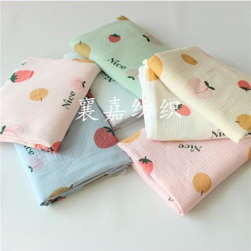 Fruit Printing Cotton Crepe Fabric Wear Gauze Printing Seersucker Pants Pajamas Fabric