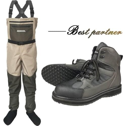 Fly Fishing Waders Clothes Waterproof Fish Suit Fly Fishing Clothing Hunting Pants Rock no Slip Rubber or Felt Sole Fish Shoes