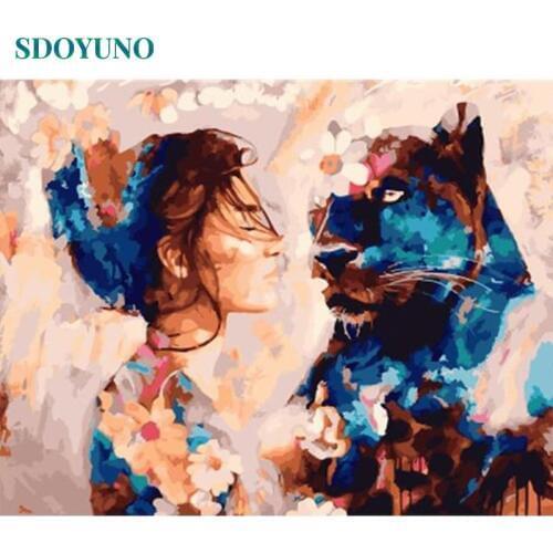 SDOYUNO 60x75cm pictures by numbers DIY Frame Painting By Numbers Adults Figure Painting on canvas Home Decor Wall Art For Gift