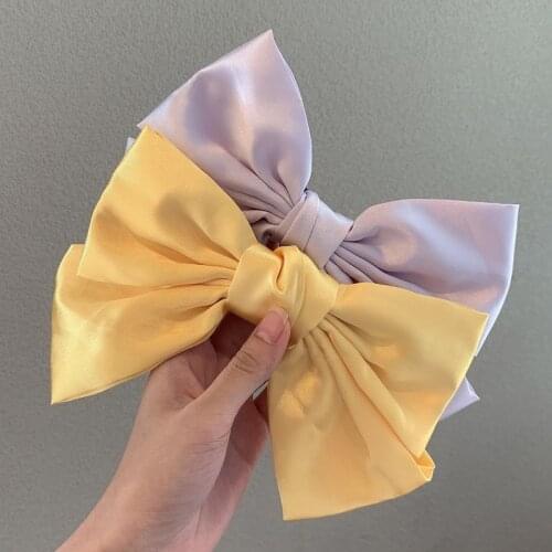 Temperament Satin Bow Hairpins For Women Girls Headwear Solid Color Top Clip French Hair Clips Back Head Clip Hair Accessories