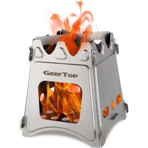 Outdoor Compact Folding Wood Stove Portable Ultralight for Camping Cooking Picnic Travel with Mini Alcohol Stove