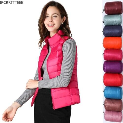 Ultra Light Duck Down Vest Women Matt Fabric Lightweight Vest Coat Warm Female Windbreaker Vest Women Down Waistcoat