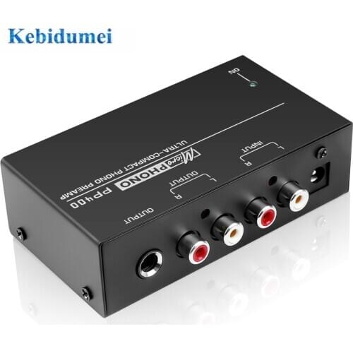 Ultra-Compact Phono Preamp Preamplifier With Rca 1/4 Inch Trs Interfaces Preamplificador Phono Preamp(EU /US Plug)