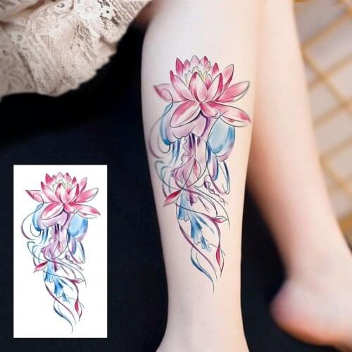 Waterproof Temporary Tattoo Sticker Colorful flowers Flash Tatoo Fake Tatto for Woman Ankle thigh arm Body Art