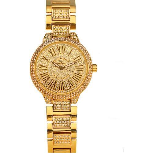 2019 Hot Sale Women Watches Lady Full Diamond Dress Watch Gold Silver Stainless Steel Rhineston Wristwatch Female Crystal Watch