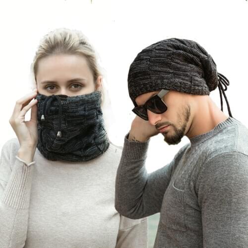 Womens Pullover Caps Hat Bibs Scarf Multifunction Woolen Yarn Mens Autumn Winter Knitted Cycling Riding Outdoor Cap Hats
