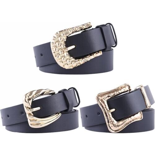 Women luxury golden pin buckle belt fashion casual waistband for jeans
