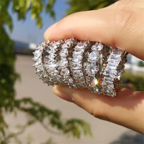 Luxury Crystal Rings For Women Iced Out Zircon Engagement Wedding Ring Rhinestone Vintage Rings Female Jewelry Anillos BFF