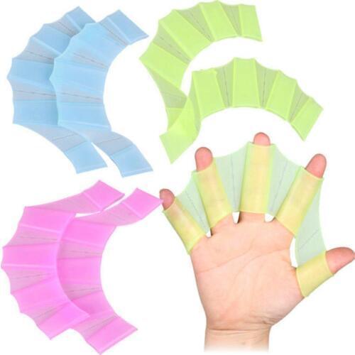 1 Pair Silicone Swimming Flippers Hand Fins Swim Web Training Glove Gear Paddle