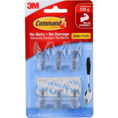 2packs(12hooks) X 3M 17067CLR Clear Command Wire hook utensil Hook hanging plastic hooks adhesive plastic hooks clear