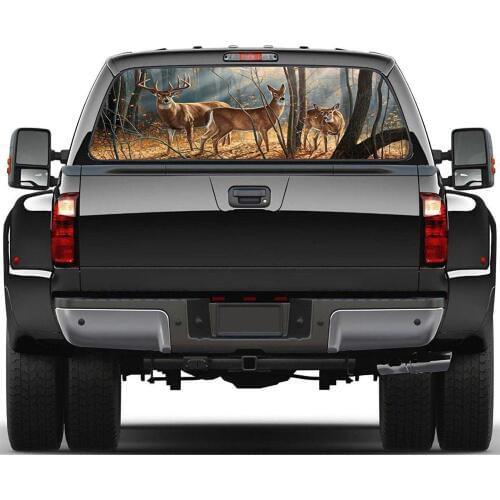 3D Car Rear Windshield Sticker Waterproof 135x36cm PV Material Cartoon Forest Male Deer Sticker for Truck SUV Jeep