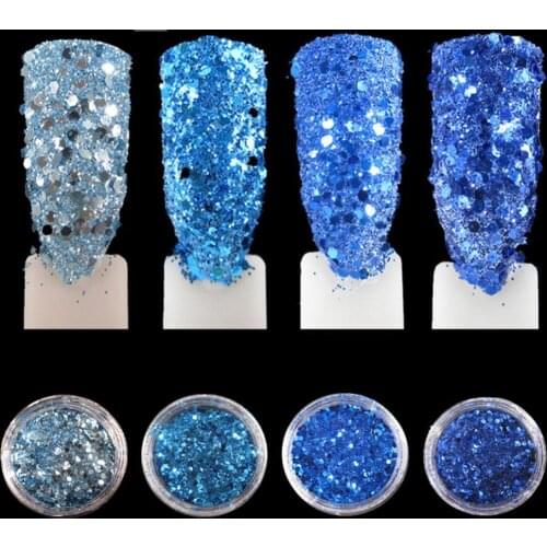 4 Box Mixed Nail Art Glitter Powder Sequins DIY Nails Decoration Accessories Manicure Tips Pigment Tools