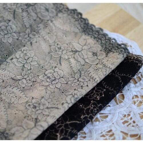 4Meters/lot Fine bilateral roses flowers embroidery lace accessories black beige trim clothes accessories 21cm wide SC498