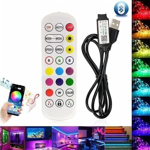 5V USB LED RGB Bluetooth Controller, 24Key Remote Smart APP Control For TV Backlight LED Strip DC5V 2835 5050 RGB Light