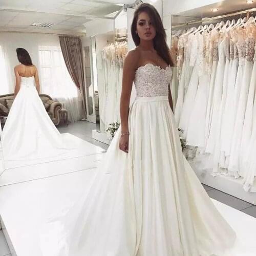 Angelsbridep Sweetheart A-Line Wedding Dress Robe De Mariee Fashion Appliques Beaded Court Train Formal Bride Dress Plus Size