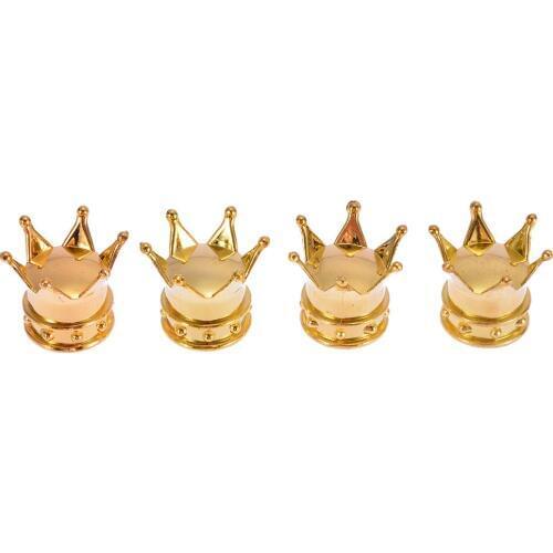 Auto Tire Decoration 4pcs Gold Crown ABS Car Dust Cover Truck Bike Wheel Tyre Tire Air Valve Stem Caps
