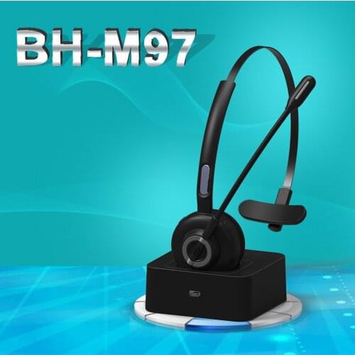 M97 Bluetooth Wireless Headset V5.0 With Micphone Hands-Free Call Earphone Charging Base For Center Office Truck Driver