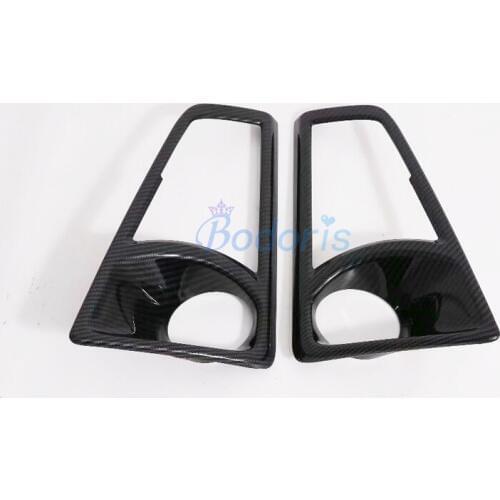 Carbon Fiber Color Front Fog Lamp Cover Light Overlay Foglight Frame Panel Chrome Car Styling For Toyota Hiace 2019 Accessories