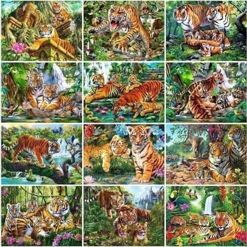 Evershine 5D DIY Diamond Painting Tiger Full Square Mosaic Sale Diamond Embroidery Animals Cross Stitch Spring Home Decoration