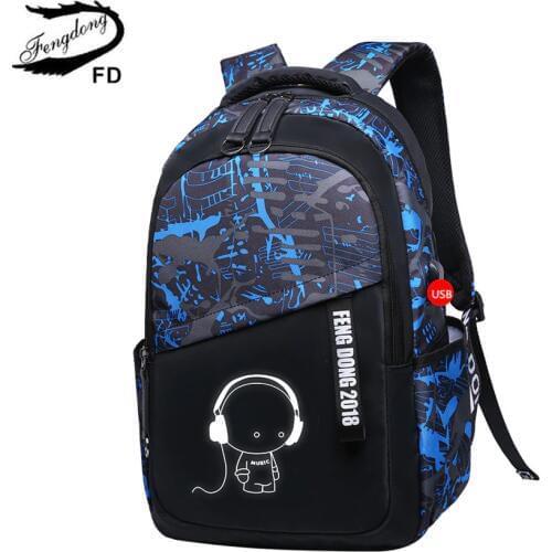 FengDong kids large waterproof school backpack boys school bags bookbag schoolbags for teenagers male laptop backpack schoolbag