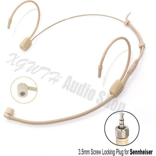 Ear Hanging Headset Headworn Microphone for Sennheiser G1 G2 G3 G4 Wireless Body-Pack Transmitter Skin 3.5mm Screw Lock Stereo