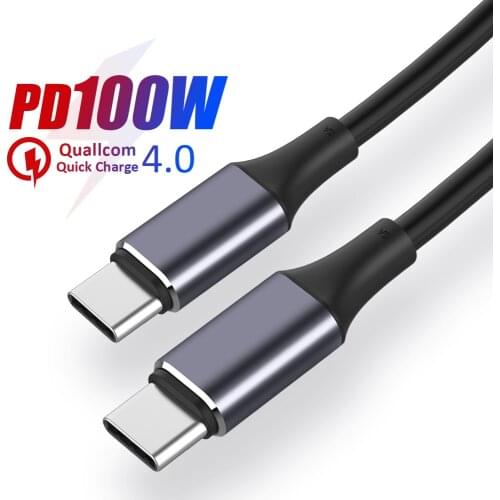 100W USB C To USB Type C Cable For iPhone 12 11 Pro PD Fast Charger Cord QC 4.0 Type-c Cable For Xiaomi Samsung S20 Macbook iPad