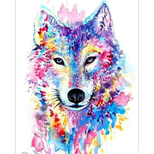 Full Square/Round Drill 5D DIY Diamond Painting "Colored Wolf" 3D Rhinestone Embroidery Cross Stitch 3D Home Decor Gift