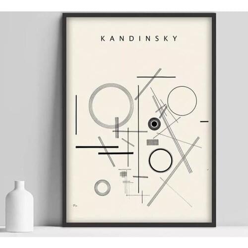 Canvas Painting Kandinsky Poster Black and White Art Sketch Museum Print Abstract Art Exhibition For Home Wall Decor