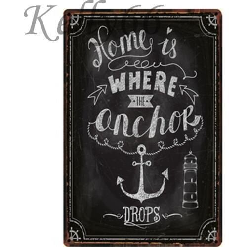 [ Kelly66 ] Home Anchor Drops Retro Tin sign Decor Pub Wall CraftPainting 20*30 CM Size y-1148