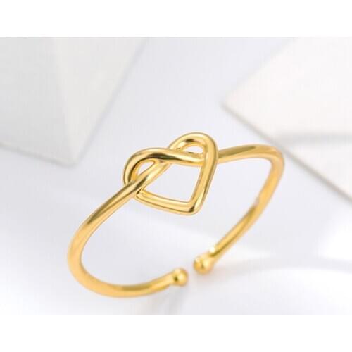 Stainless Steel Heart Rings For Women Girls Lover Rose Gold Silver Color Open Adjustable Ring Female Engagement Wedding Jewelry