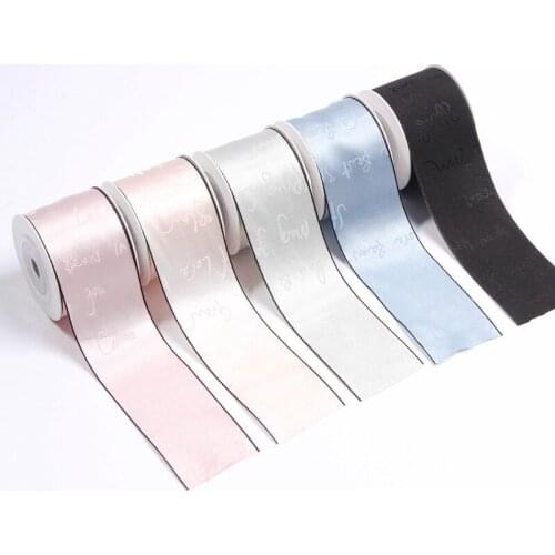 5 yards Smooth Letter Embroidery Ribbon for Diy Bow Hair Accessories Clothing Hat Decoration Flowers Gift Packaging Materials