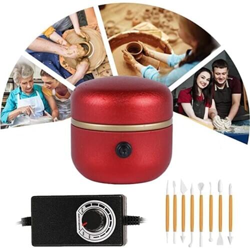 Mini Drawing Machine Electric Pottery Wheel Machine Small Pottery Forming Machine with Tray for DIY Ceramic Work Clay Craft