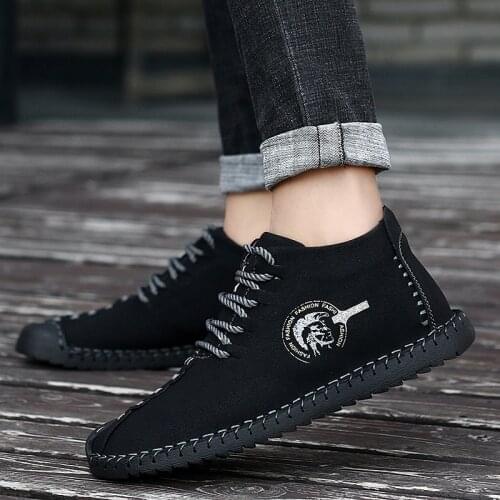 Mens suede lining winter lace-up Oxford leather hand-driving ankle boots casual warm plush lining snow shoes