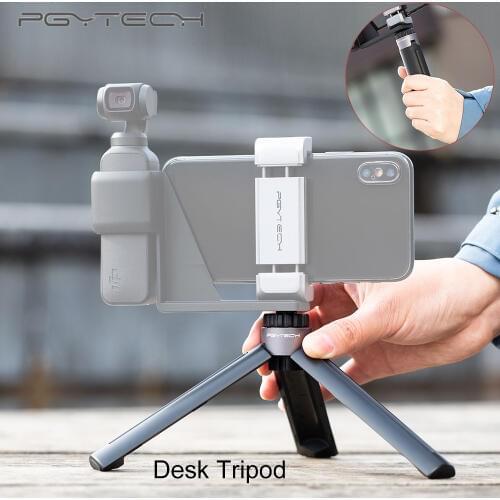 PGYTECH Tripod Mini Handle Desktop For DJI OSMO Pocket 2 GoPro 9 8 Action Camera 1/4 thread port for Expansion Accessories