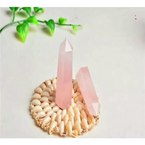Natural powder crystal column hexagonal prism powder crystal decoration decoration energy column 8 9cm 10cm 11cm 12cm