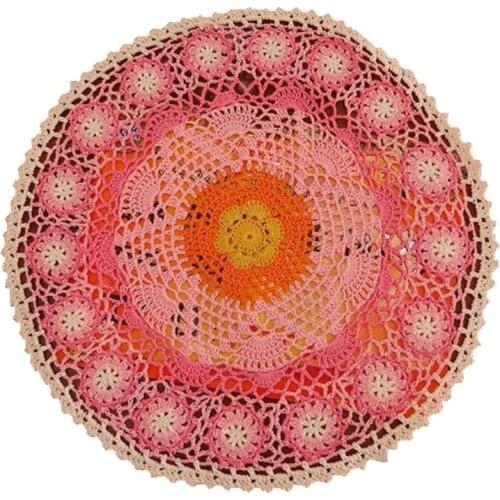 38CM New Cotton Handmade Placemat Cup Coaster Mug Kitchen Wedding Table Place Mat Cloth Lace Crochet Tea Coffee Doily Pad