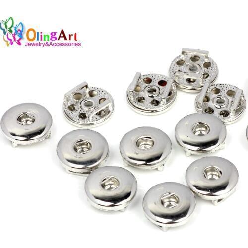 OlingArt 8pcs 18mm silver plated Round Snap Button buckle Charms jewelry findings DIY Bracelet Making NEW