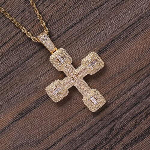 New Fashion Hip Hop Jewelry Necklace Micro Paved AAA+ Cubic Zirconia Bling Iced Out Cross Pendants Necklaces for Men and Women