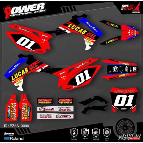 PowerZone Custom Team Graphics Backgrounds Decals 3M Stickers Kit For HONDA 2014-2017 CRF250R 2013-2016 CRF450R 090