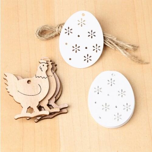 1 Set/8pc Wooden Cock Pendant Easter Eggs Pendant Can DIY Color wooden Craft Hanging Gift For Children Easter Party Decor