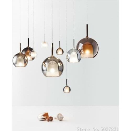 Nordic Restaurant Glass Pendant Lights Crystal Ball Hanging Light Simple Modern Living Room Bedroom Staircase Long Lighting