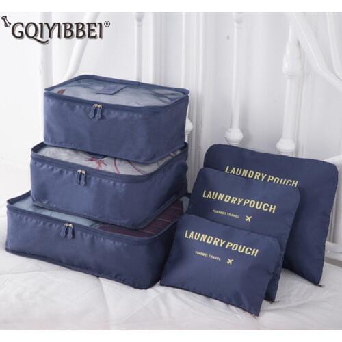 Portable 6 pcs Travel Organizer Set High Capacity Waterproof Storage Bag Closet Wardrobe Clothes Tidy Packing Container Case