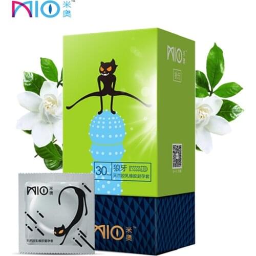 MIO Condoms for Men 3D G-spot Ribbed Natural Latex Stimulate Big Granule Spike Contraceptive Condom Sex Shopping Adult Sex Toys